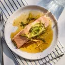 Steamed Salmon with Aromatic Ginger-Scallion Sauce