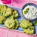 Spring Pea and Feta Fritters with Creamy Yogurt Dip