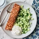 Flavorful Salmon with Everything Bagel Seasoning and Yogurt Sauce
