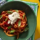 Garlicky Gochujang Tomato Bucatini