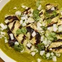 Grilled Panela Cheese with Roasted Tomatillo and Poblano Salsa