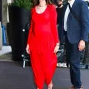 Anne Hathaway's Bold Maternity Style Debut in Red