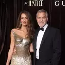 Amal Clooney Dazzles in Gold at the Albies
