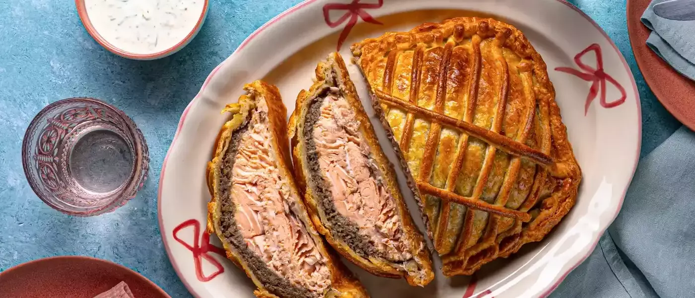 Elegant Salmon Encased in Pastry with Mushroom Duxelles