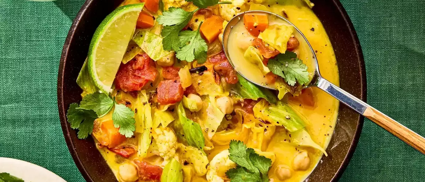 Flavorful Cabbage Soup with Coconut Milk and Chickpeas