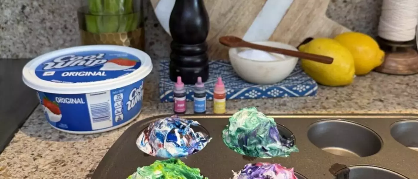 Creative Edible Easter Egg Dyeing with Whipped Topping