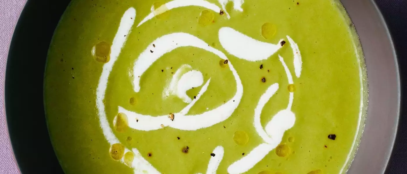 Velvety Spring Asparagus Soup with Lemon Creme Fraiche