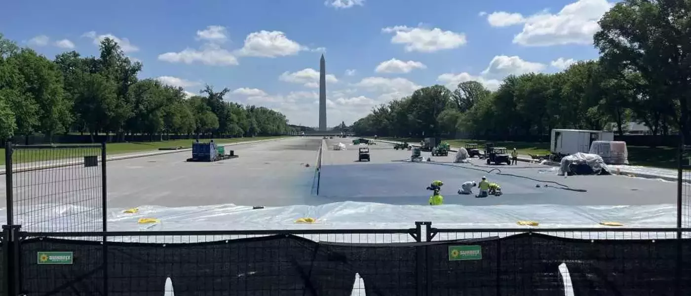 Controversial Transformation: Washington D.C.'s Reflecting Pool Undergoes 'American Flag Blue' Makeover