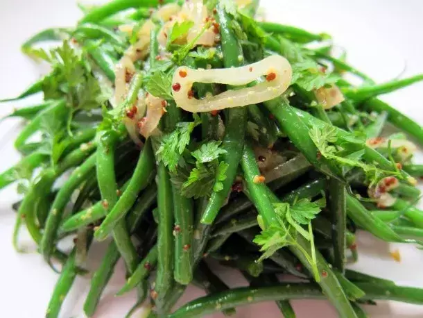 Warm Green Bean Salad with Whole Grain Mustard Vinaigrette