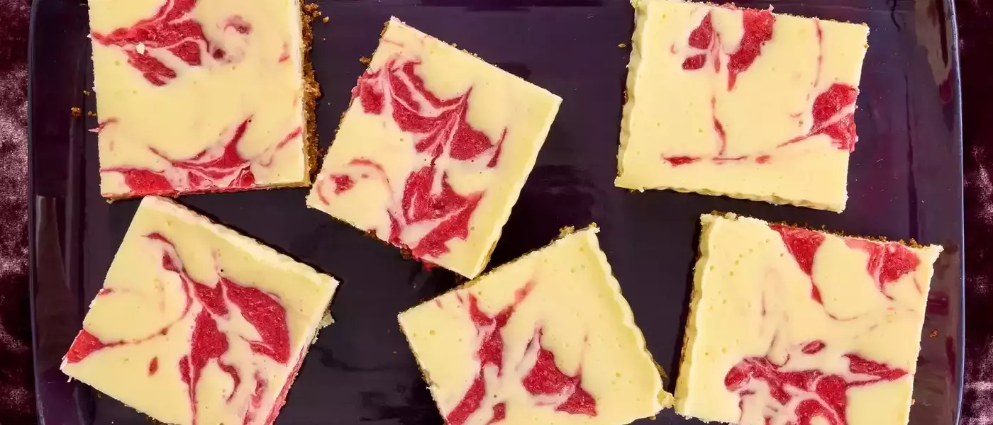 Delectable Strawberry & Goat Cheese Cheesecake Squares