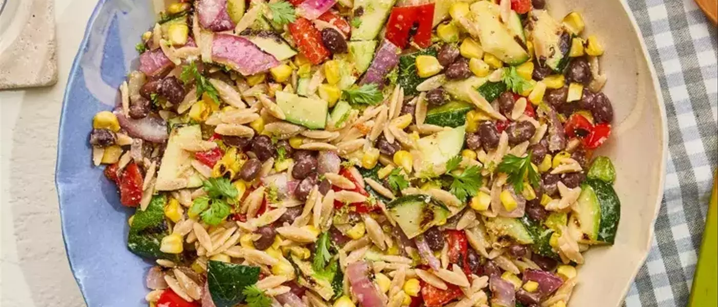 Festive Summer Orzo Salad with Creamy Dressing