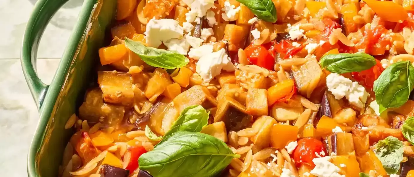 Hearty Roasted Vegetable and Orzo Bake