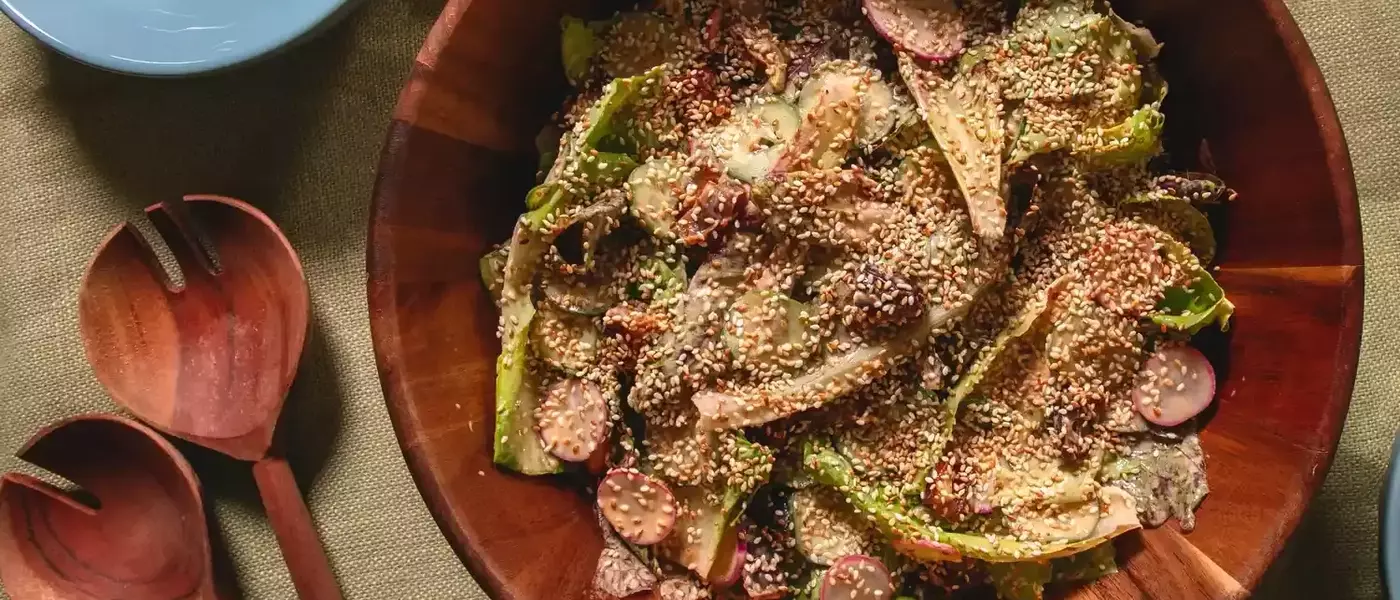 A Vibrant Date Salad with Spicy Tahini-Yogurt Dressing