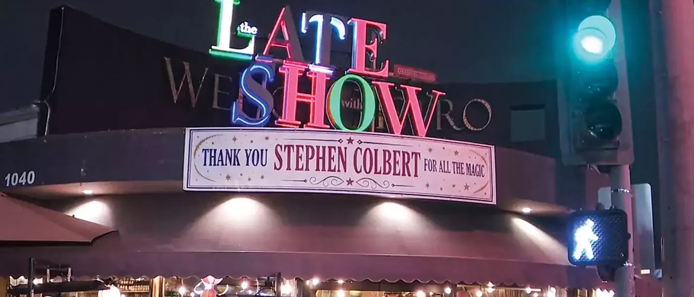 Stephen Colbert's "Late Show" Neon Sign Finds New Life in West Hollywood
