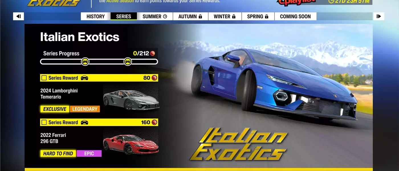 Forza Horizon 6 "Italian Exotics" Winter Season: Challenges and Rewards Guide