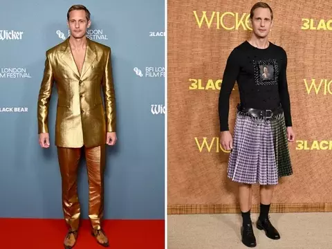 Alexander Skarsg￥rd's Bold Fashion Choices for "Wicker" Premieres